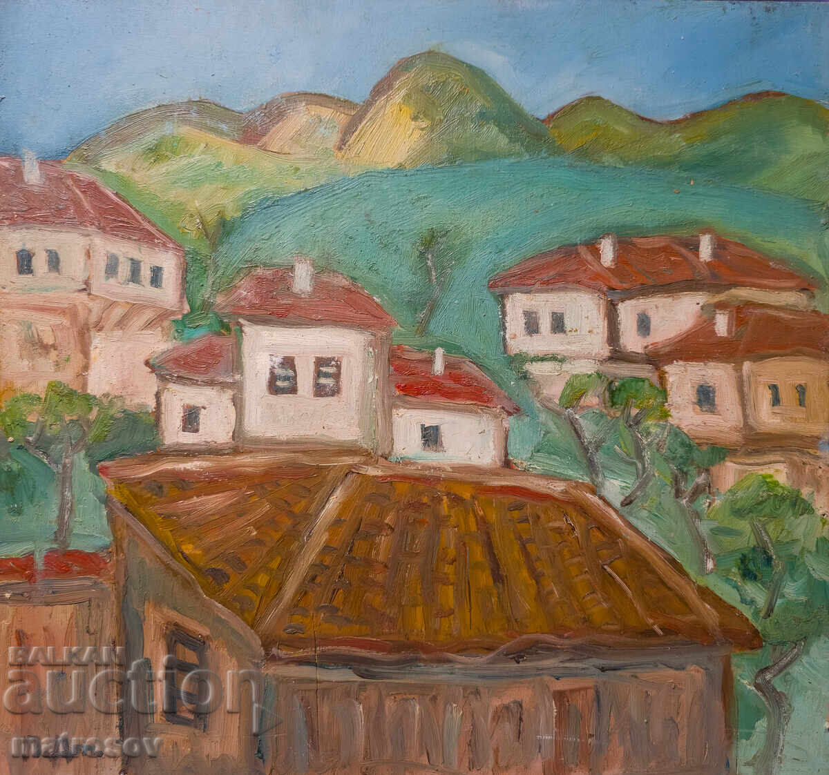 Ελαιογραφία, Τοπίο με σπίτια