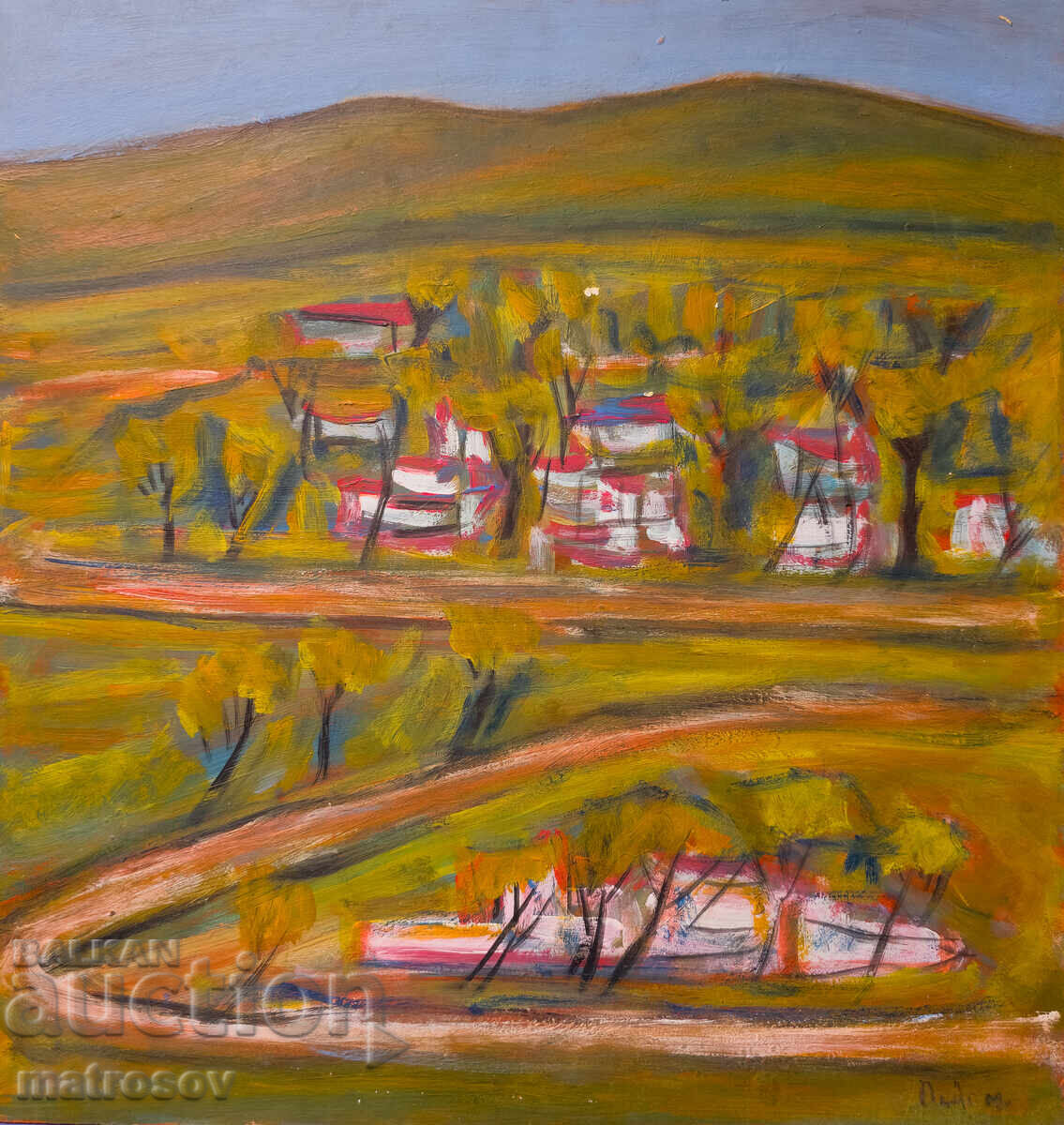 Oil painting, Landscape with houses with price 250.00 BGN | € 127.82