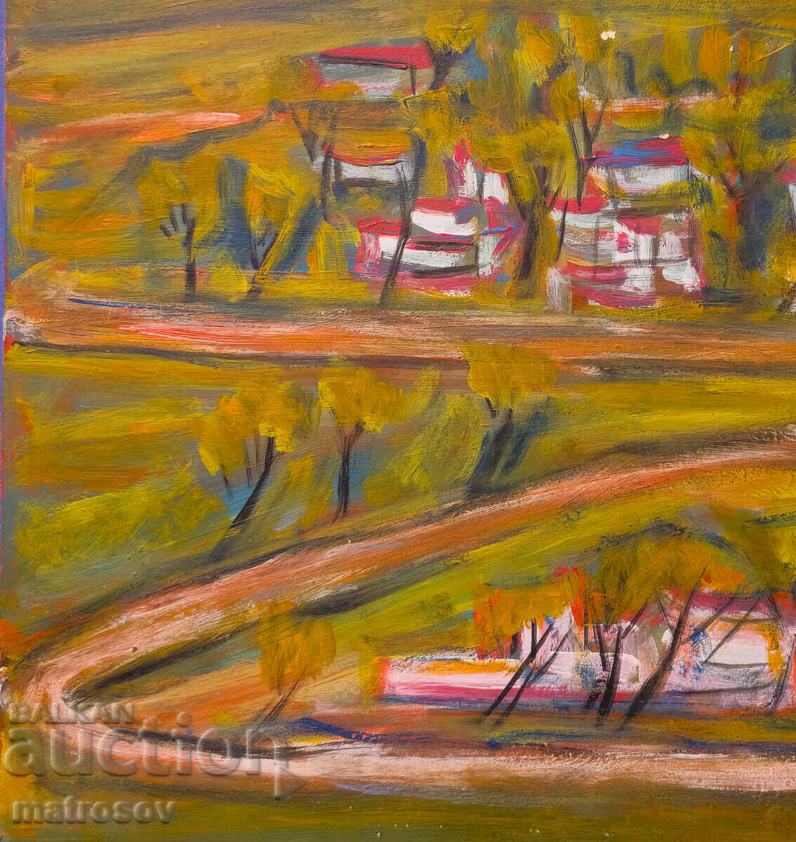 Oil painting, Landscape with houses - 5
