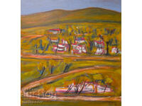 Oil painting, Landscape with houses