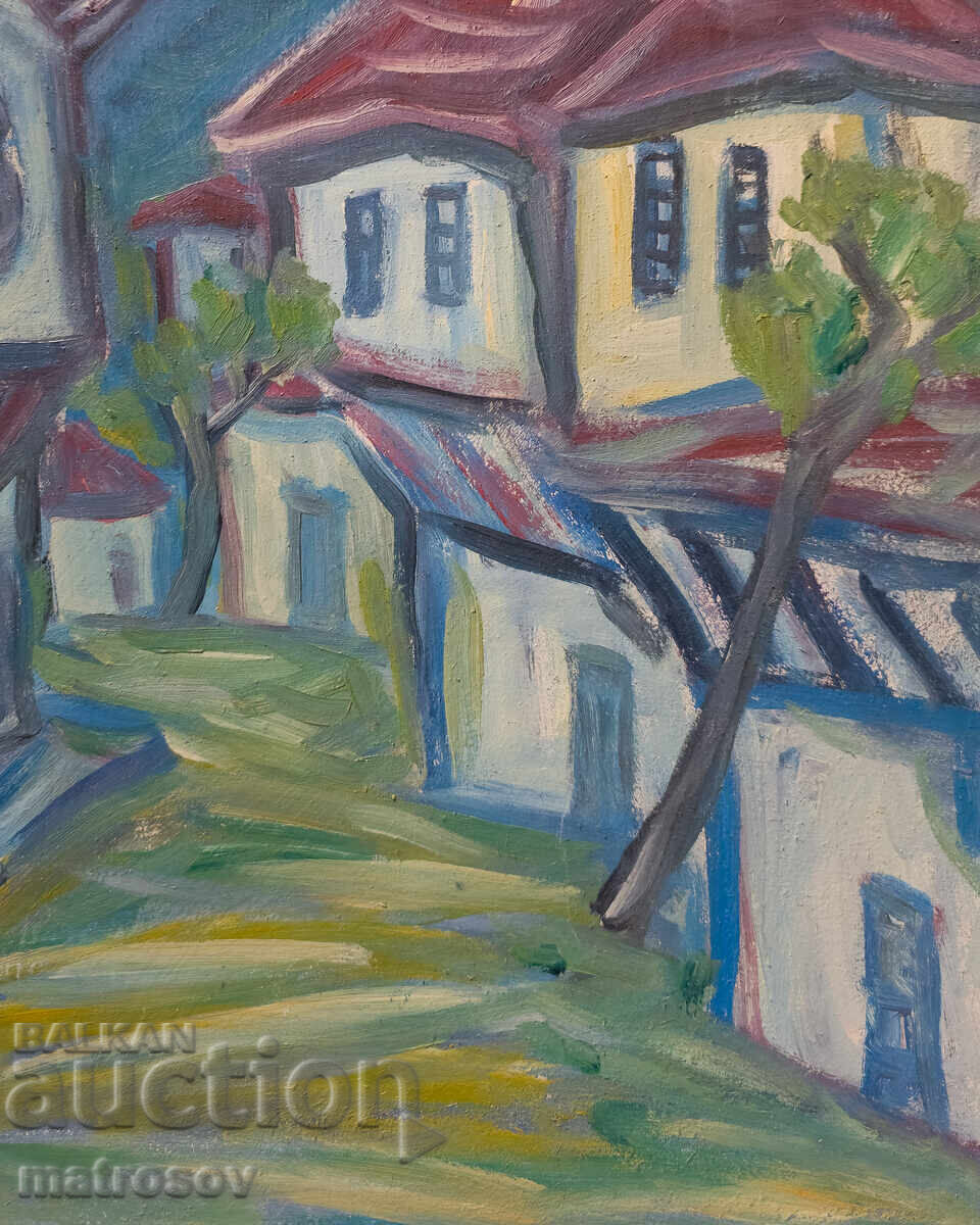 Oil painting, Landscape with Revival houses - 7