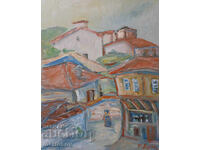 Tablou, ulei, peisaj rural