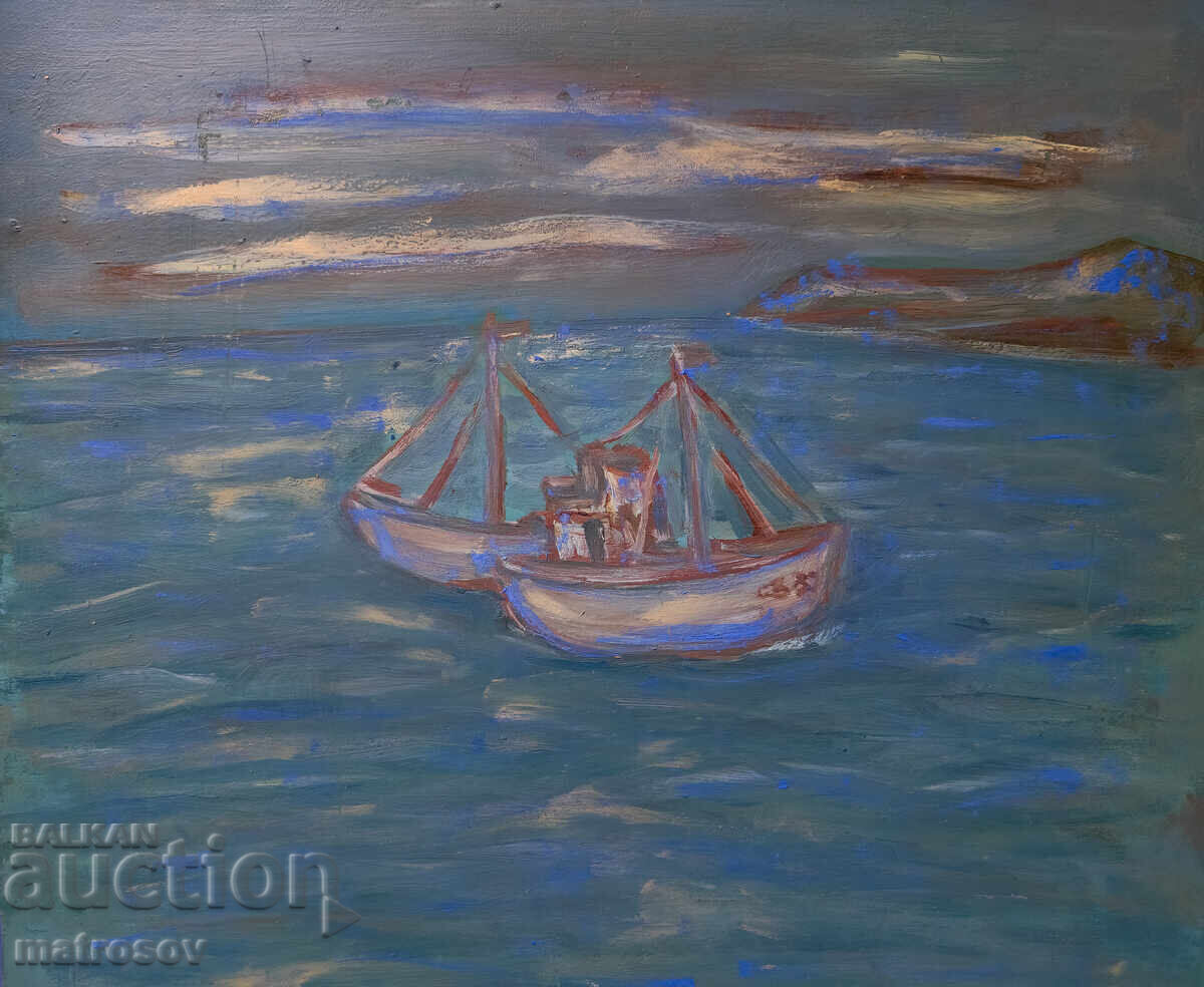 Painting, oil paints, seascape with boats with price 250.00 BGN | € 127.82