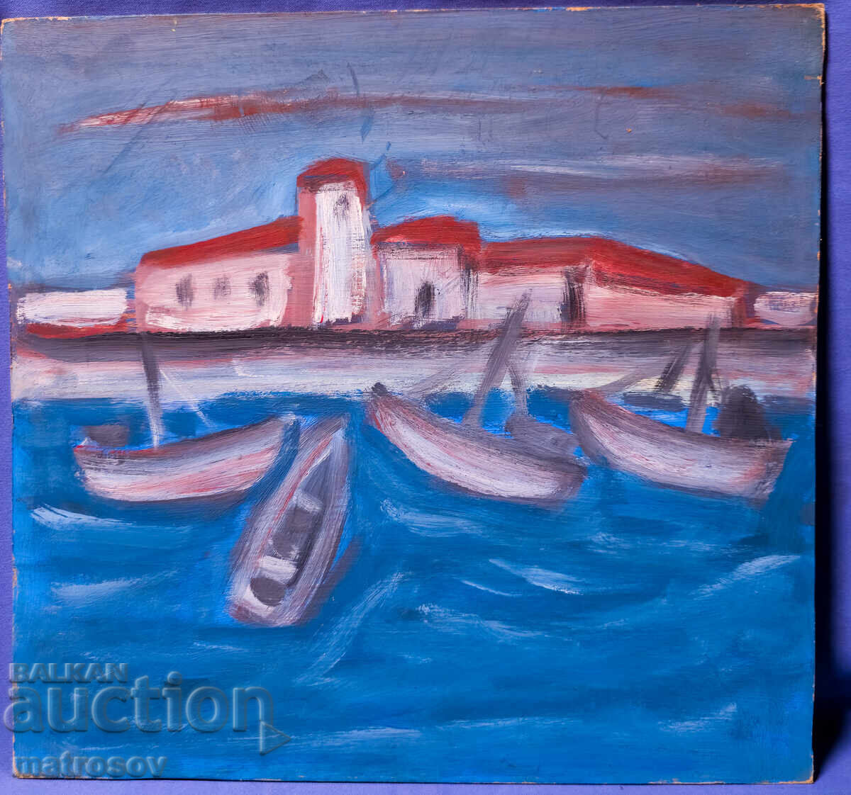 Auction Painting, oil paints, seascape boats Auction Painting, oil paints, seascape boats