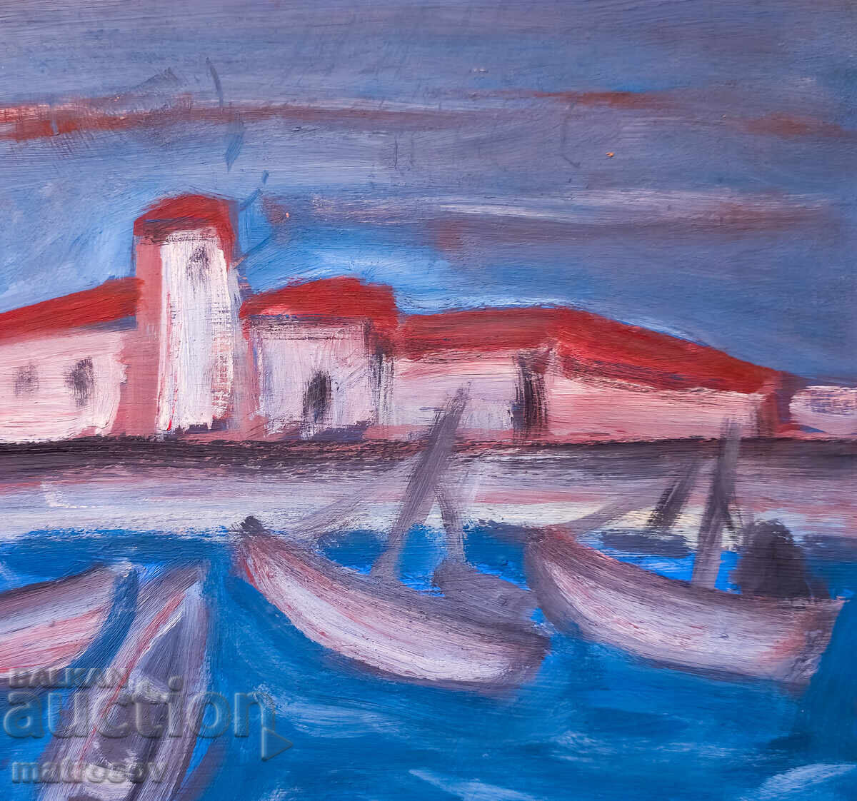 Painting, oil paints, seascape boats - 5 Painting, oil paints, seascape boats - 5