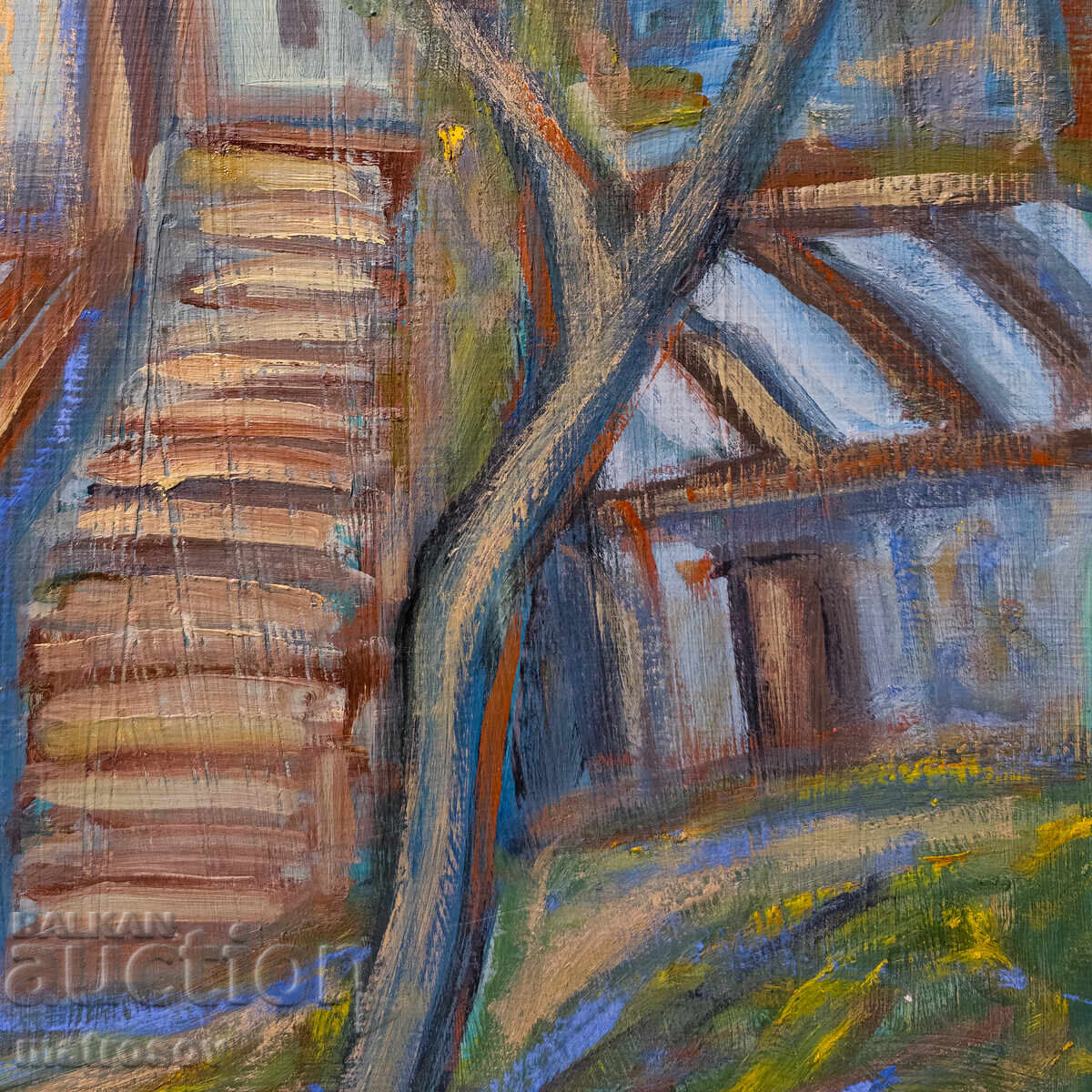 Painting, oil paints, landscape with Revival houses - 5