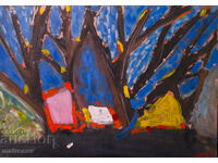 Pictură abstractă în ulei