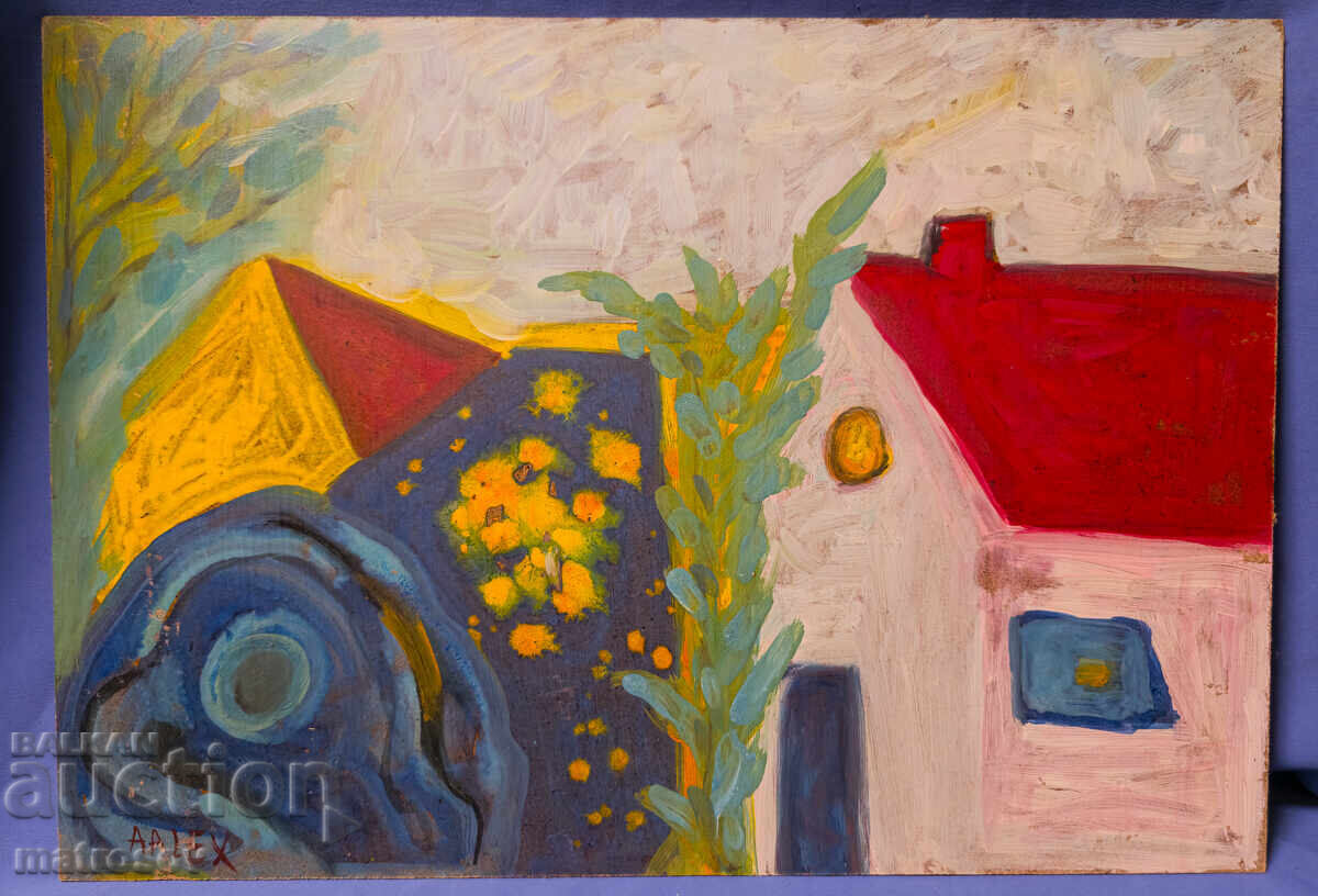 Auction  Abstract landscape, oil paints