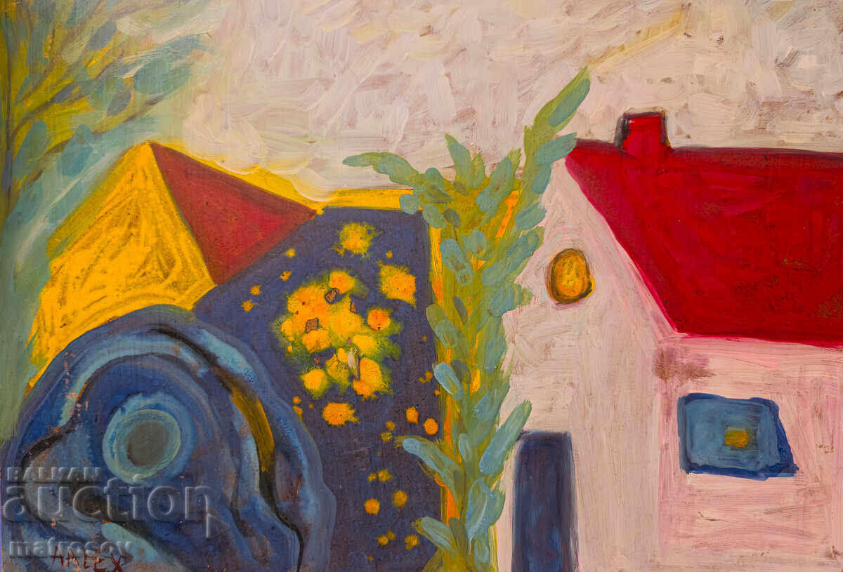 Abstract landscape, oil paints