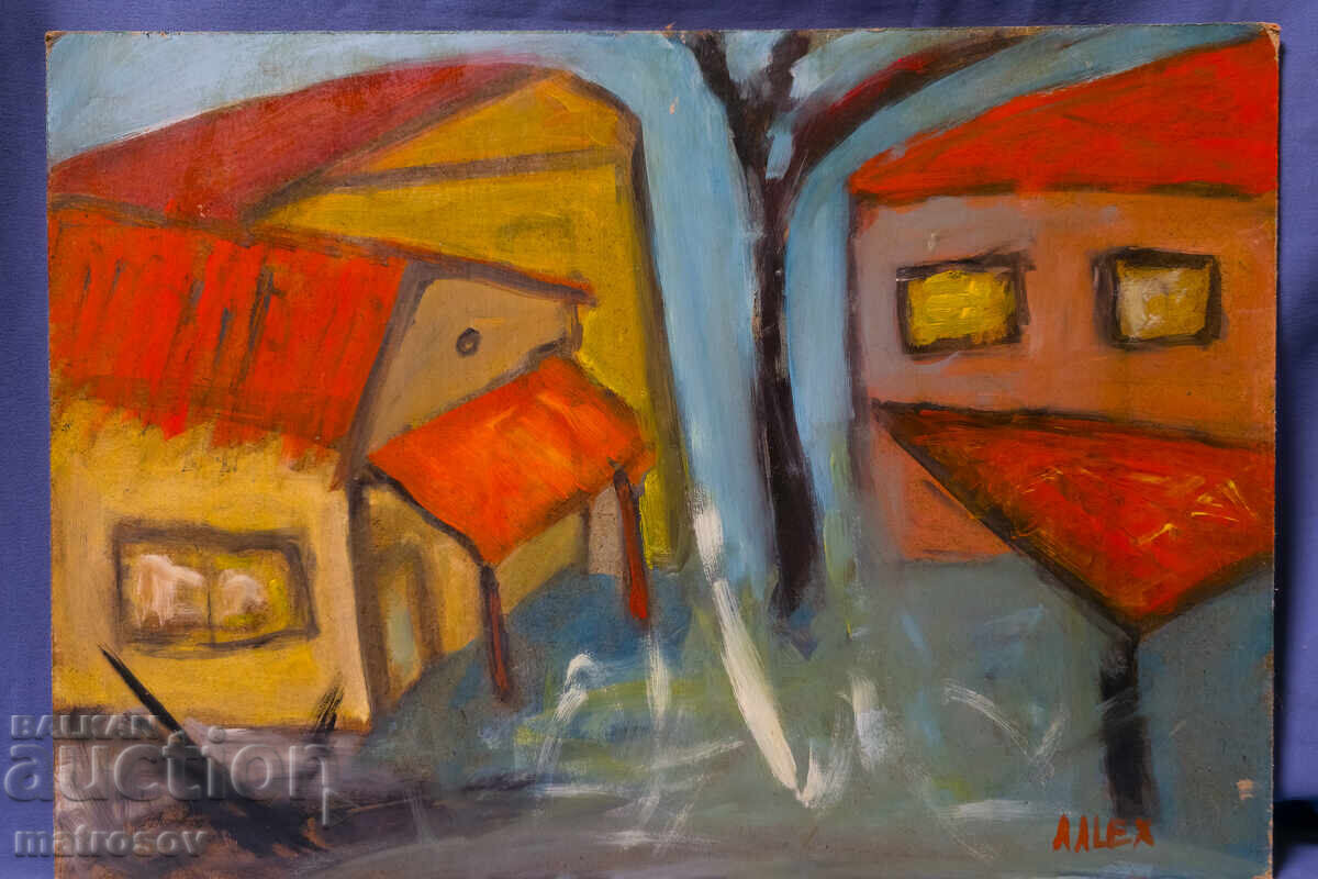 Auction  Abstract landscape, oil paints