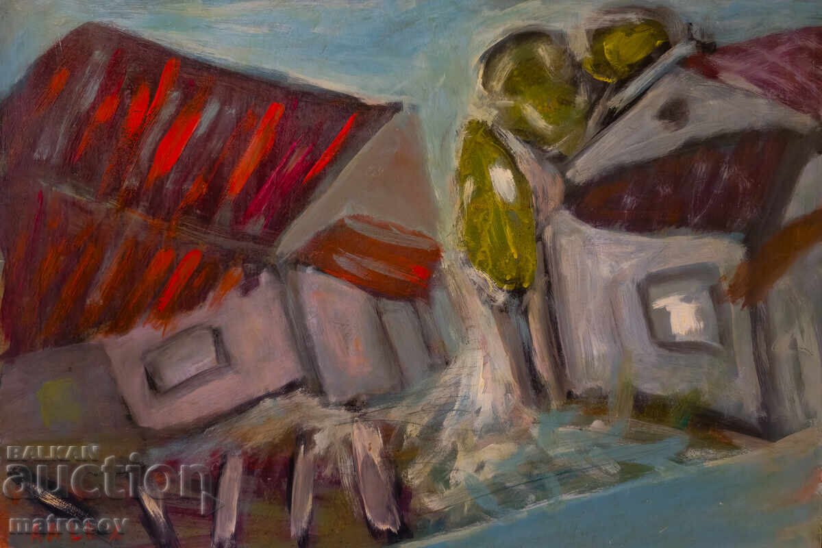 Abstract landscape, oil paints - 6