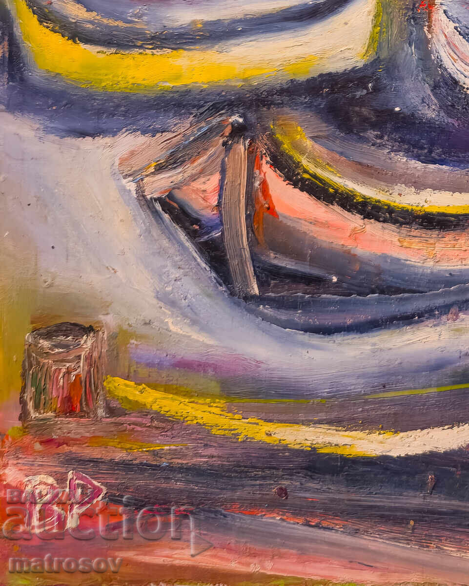 Delivery of Valentin Radenovski, oil painting, seascape with boats