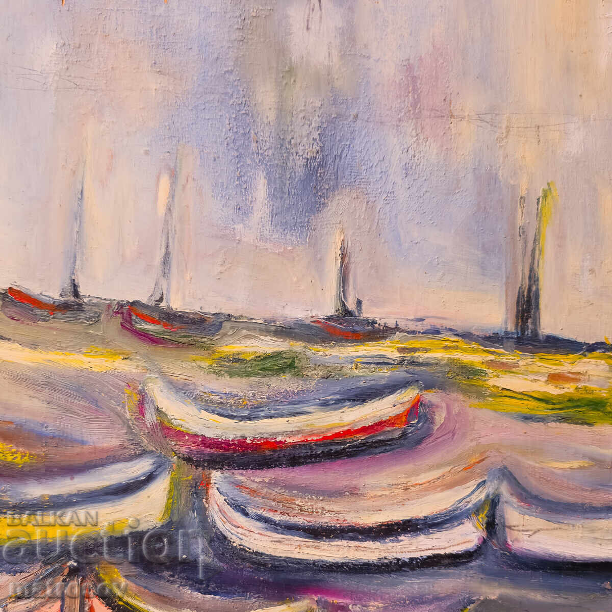 Valentin Radenovski, oil painting, seascape with boats - 6