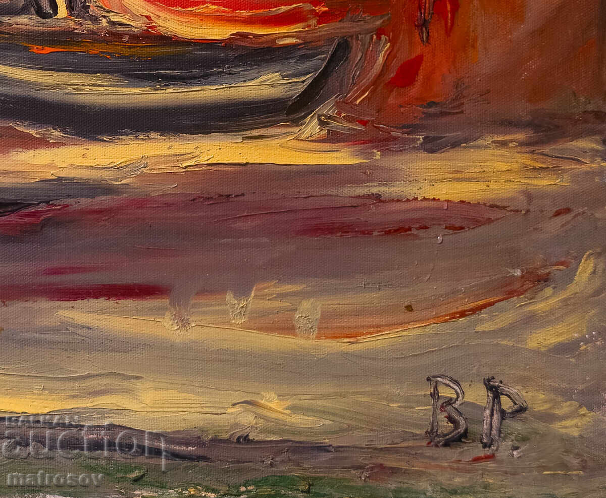 Delivery of Valentin Radenovski, oil painting, seascape with boats