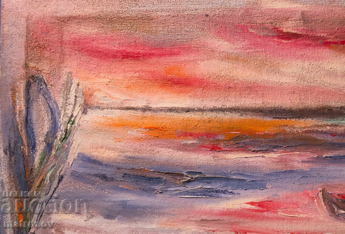 Valentin Radenovski, oil painting, seascape with boats - 5