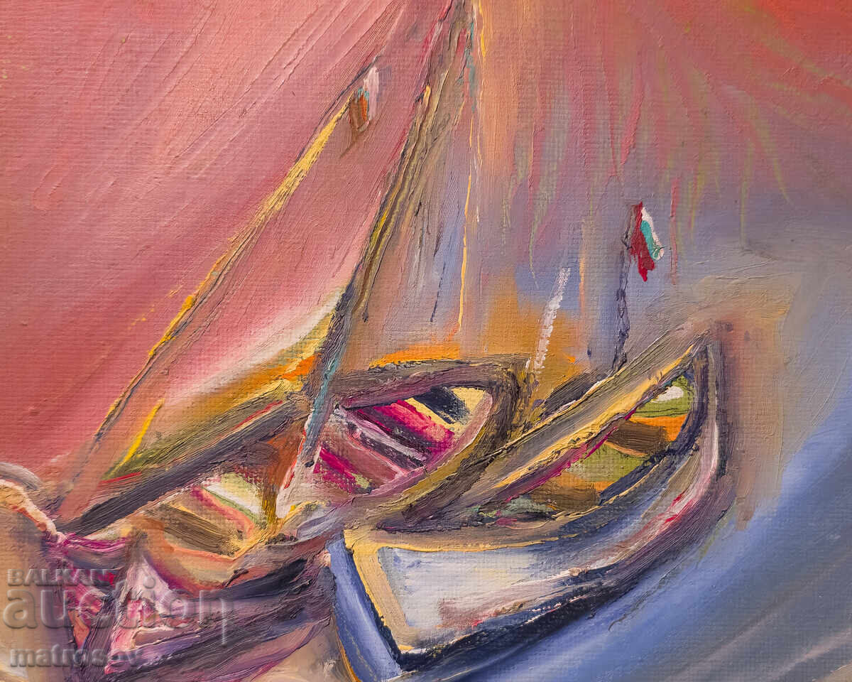 Valentin Radenovski, compoziție în ulei, bărci - 6 Valentin Radenovski, compoziție în ulei, bărci - 6