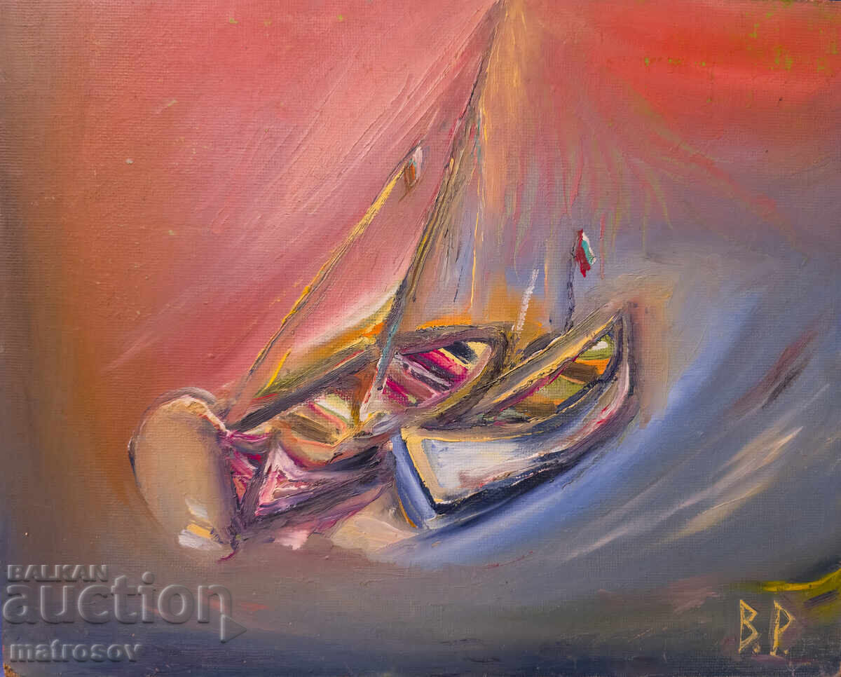 Valentin Radenovski, oil composition, boats
