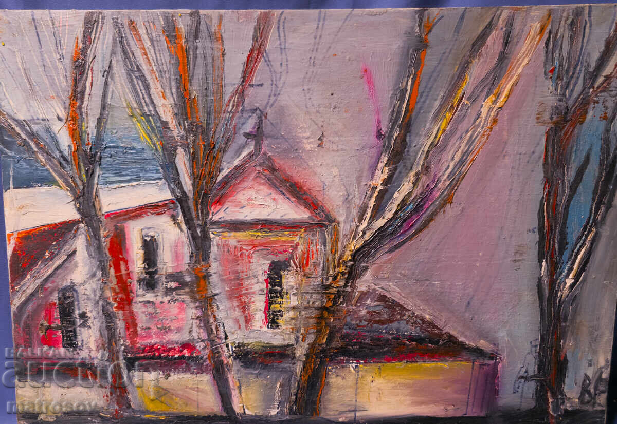 Auction  Valentin Radenovski, oil paints, landscape "Church in Karlovo"