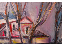 Valentin Radenovski, oil paints, landscape "Church in Karlovo"