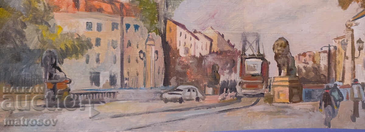 Auction  Peter Nenov, Cityscape, Oil on Canvas "Lion's Bridge"
