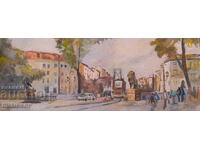 Peter Nenov, Cityscape, Oil on Canvas "Lion's Bridge"