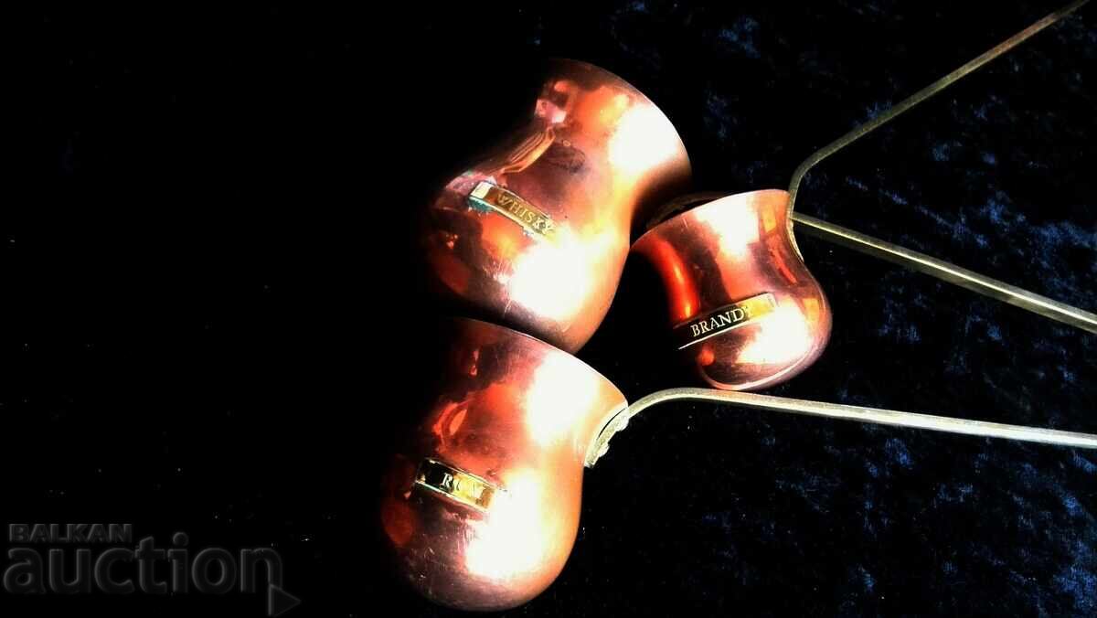 3 vintage copper + brass spirit heaters - 5