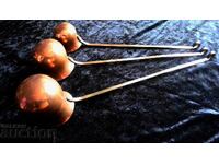 3 încălzitoare vintage din cupru + alamă pentru băuturi spirtoase -