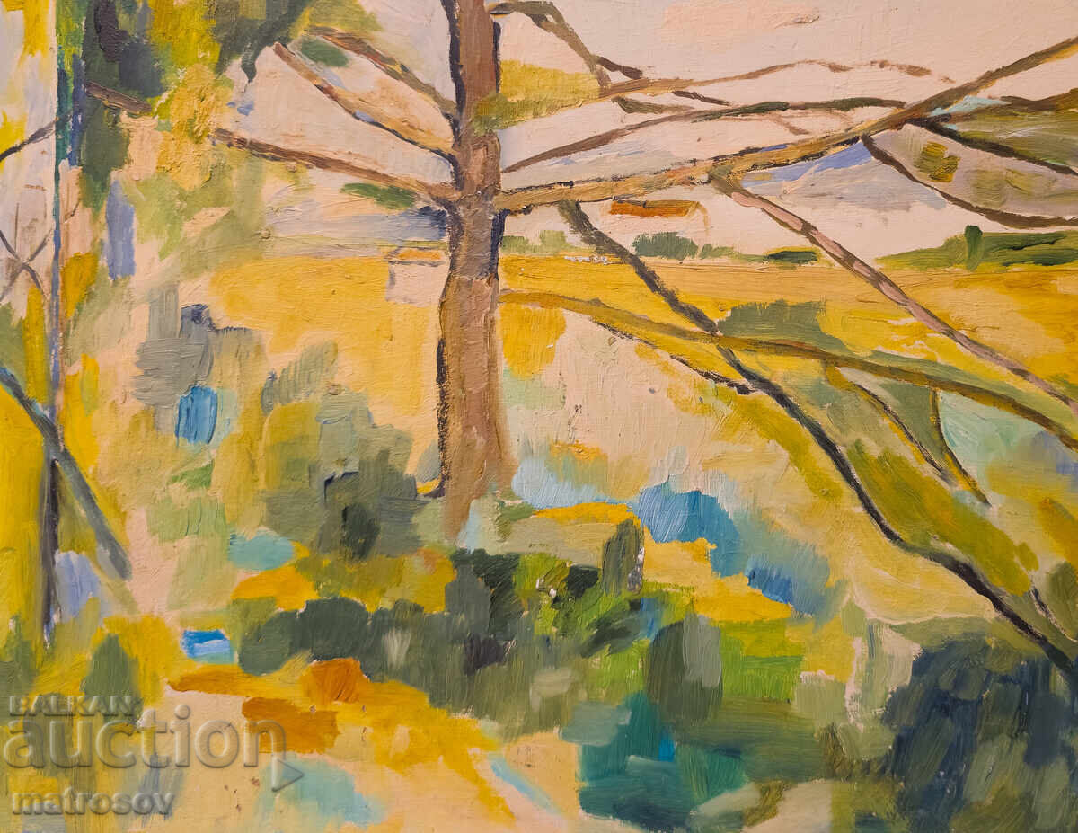 Peter Nenov, oil painting, landscape with a tree - 5