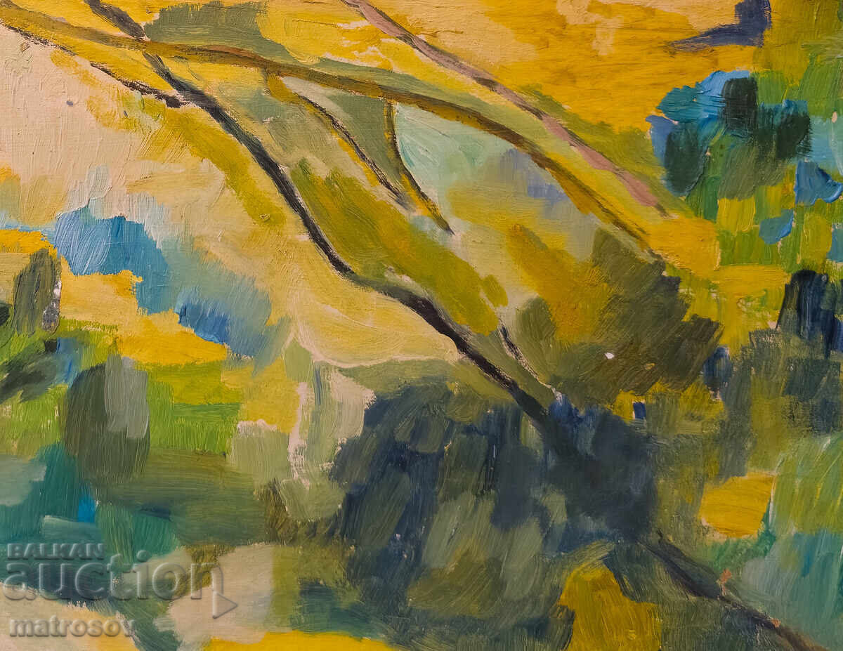 Peter Nenov, oil painting, landscape with a tree - 7