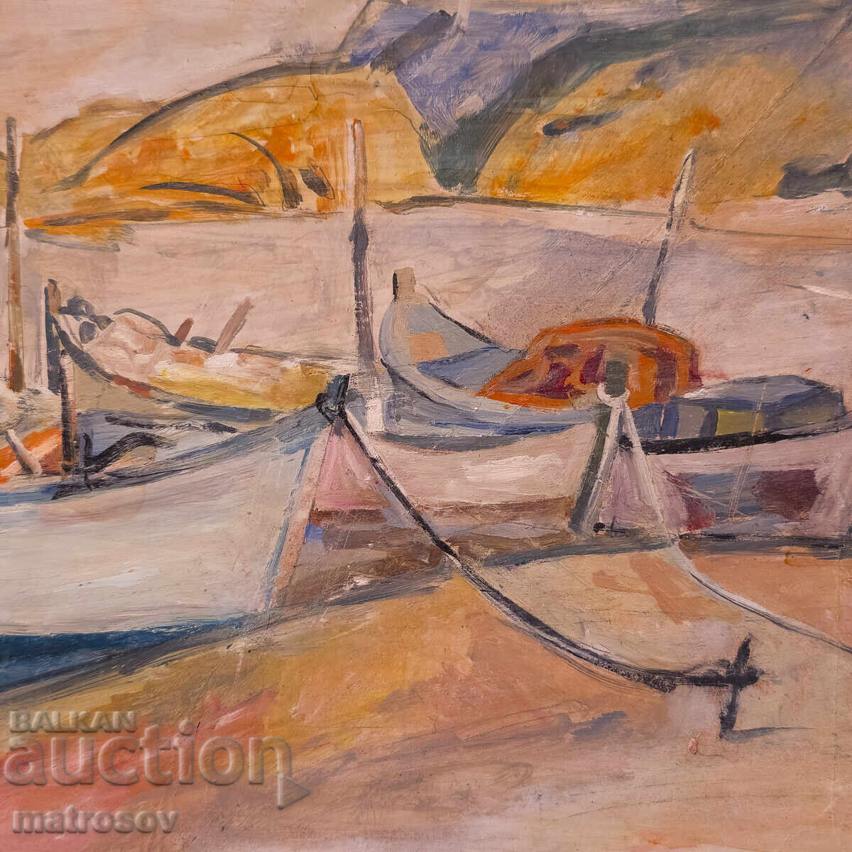 Delivery of Peter Nenov, oil painting, seascape with boats