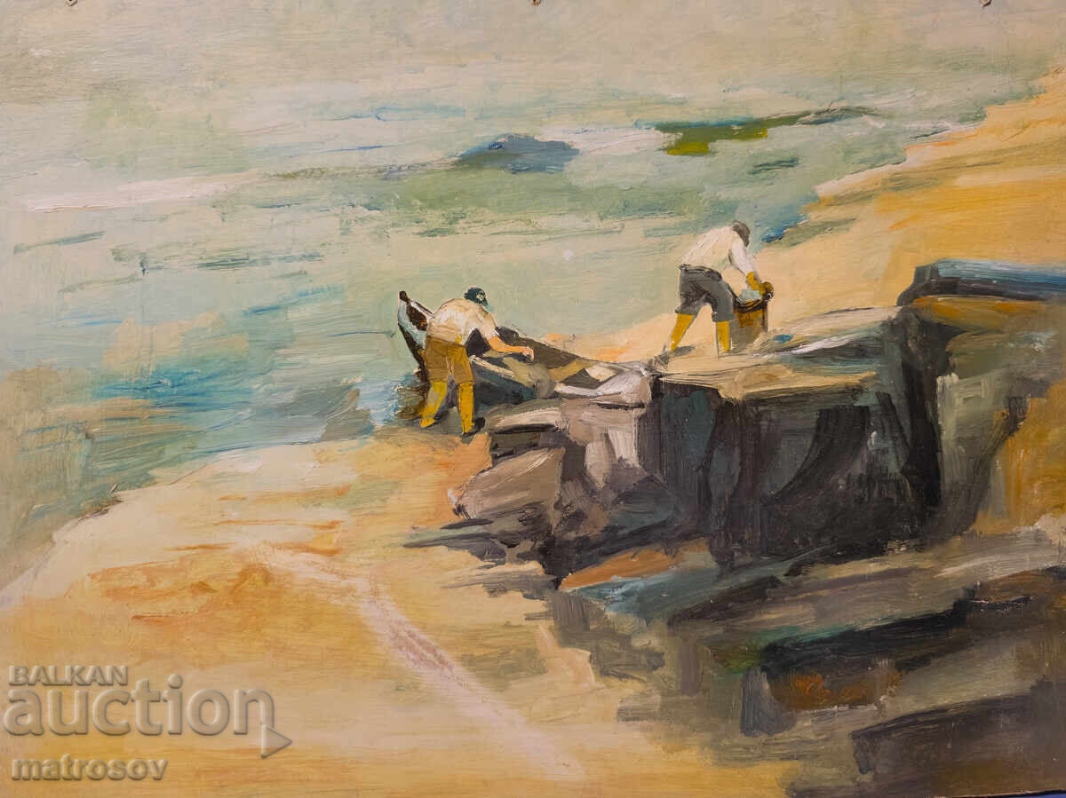 Петър Ненов, морски пейзаж , маслена картина с цена 300.00 лв. | € 153.39