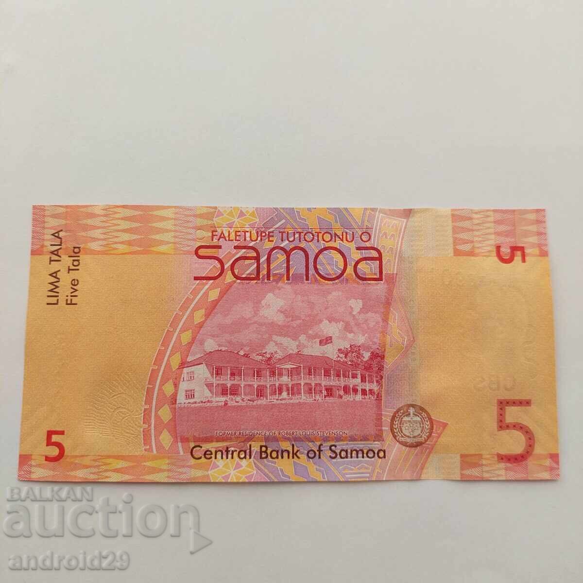 5 Tala 2017 Samoa Banknote UNC with price 10.00 BGN | € 5.11