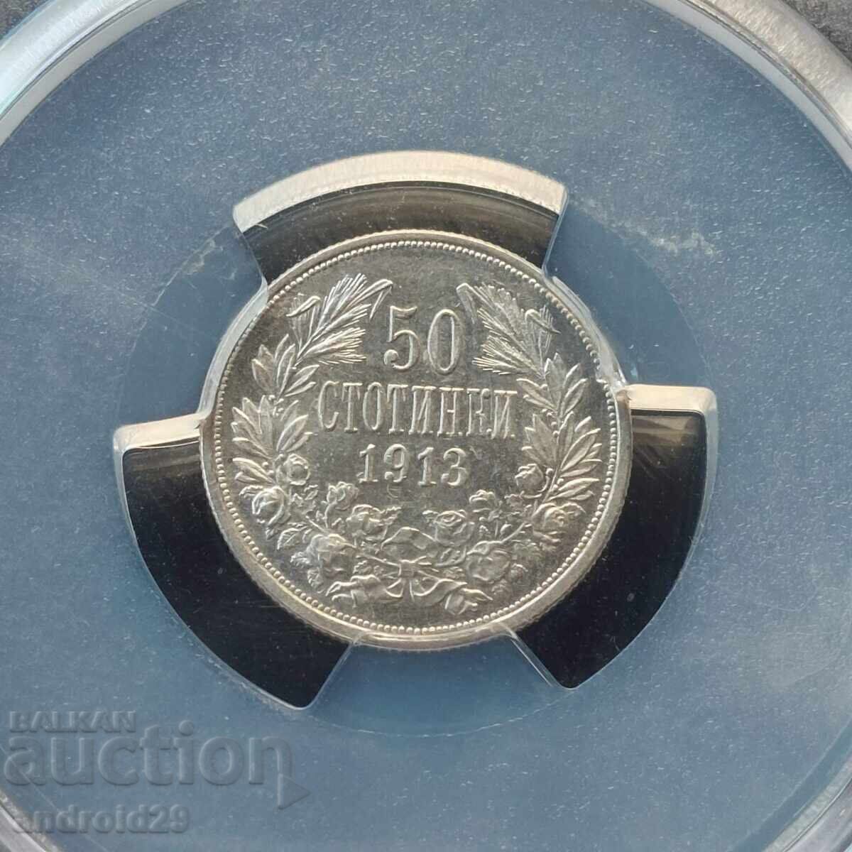 Delivery of 50 Stotinki 1913 Kingdom of Bulgaria - on PCGS