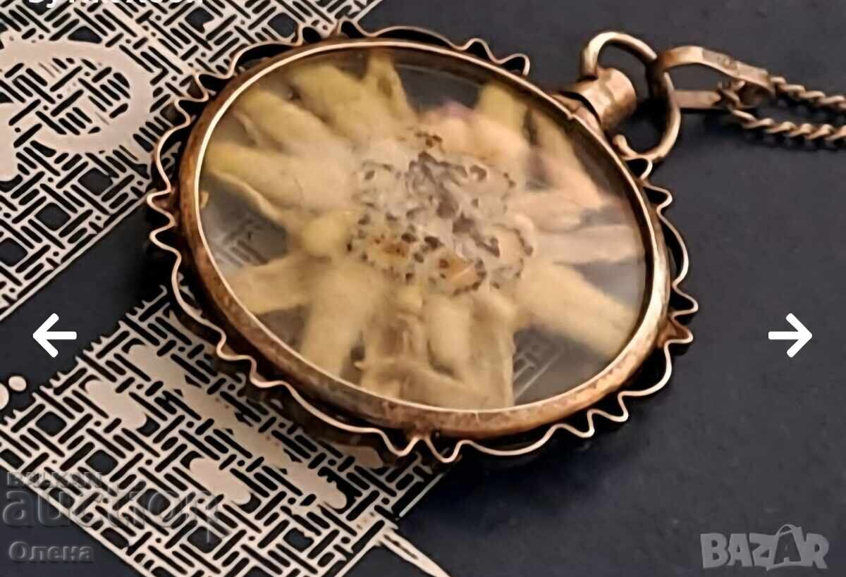 Antique silver pendant with alpine edelweiss - 5 Antique silver pendant with alpine edelweiss - 5