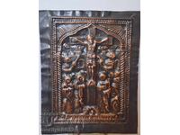 Icoană de cupru Răstignirea lui Hristos, cupru, Isus, Golgota, cruce