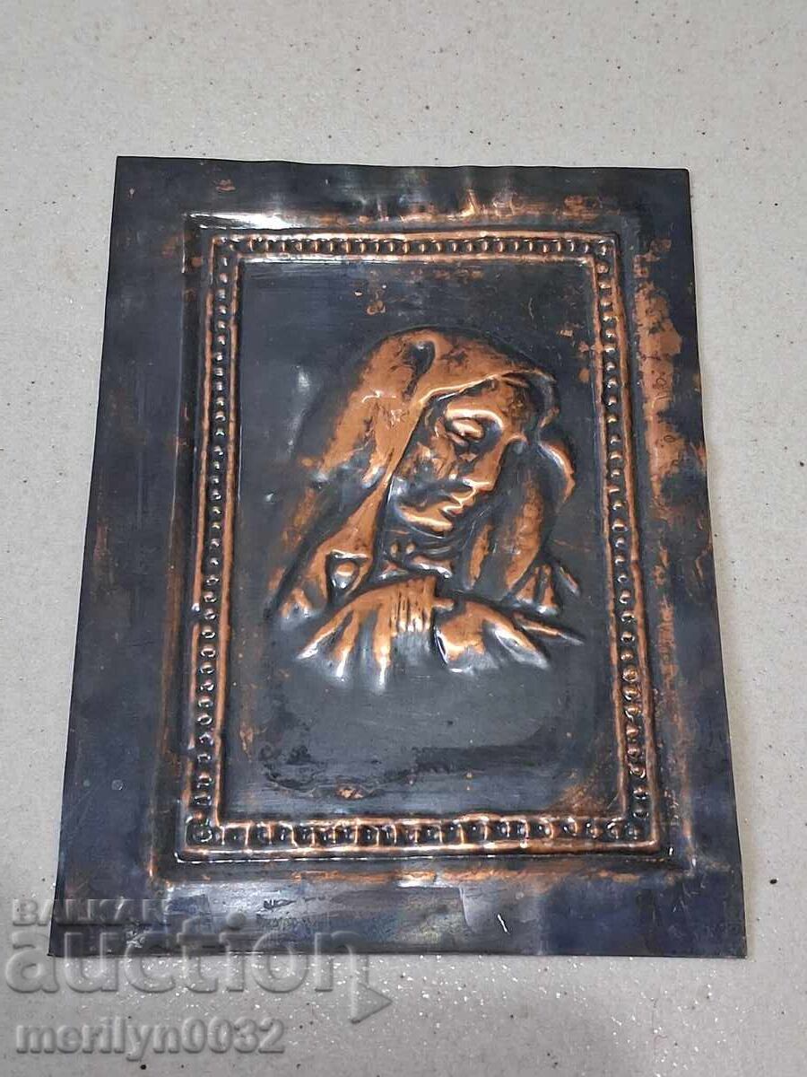 Copper icon of the Mother of God Virgin Mary copper Golgotha cross with price 35.50 BGN | € 18.15