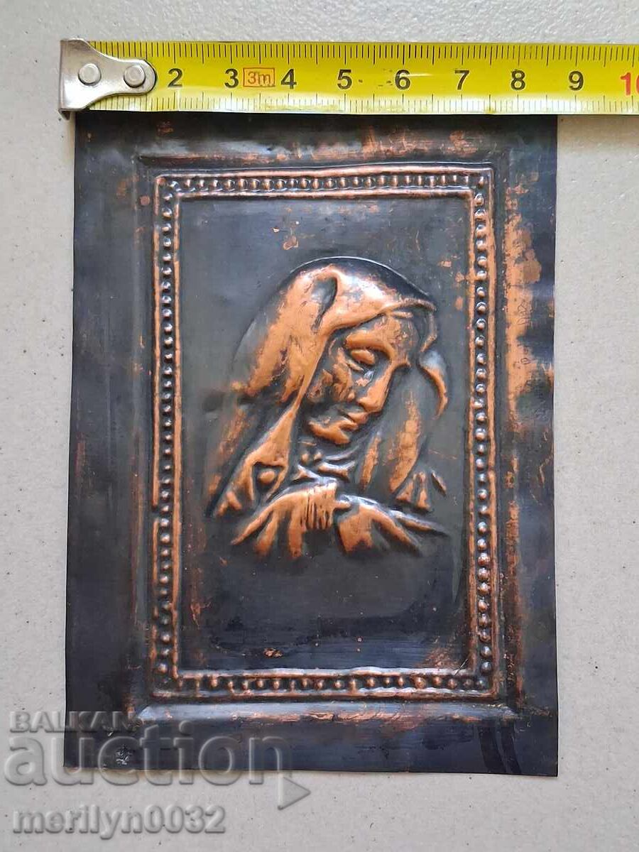 Copper icon of the Mother of God Virgin Mary copper Golgotha cross - 5