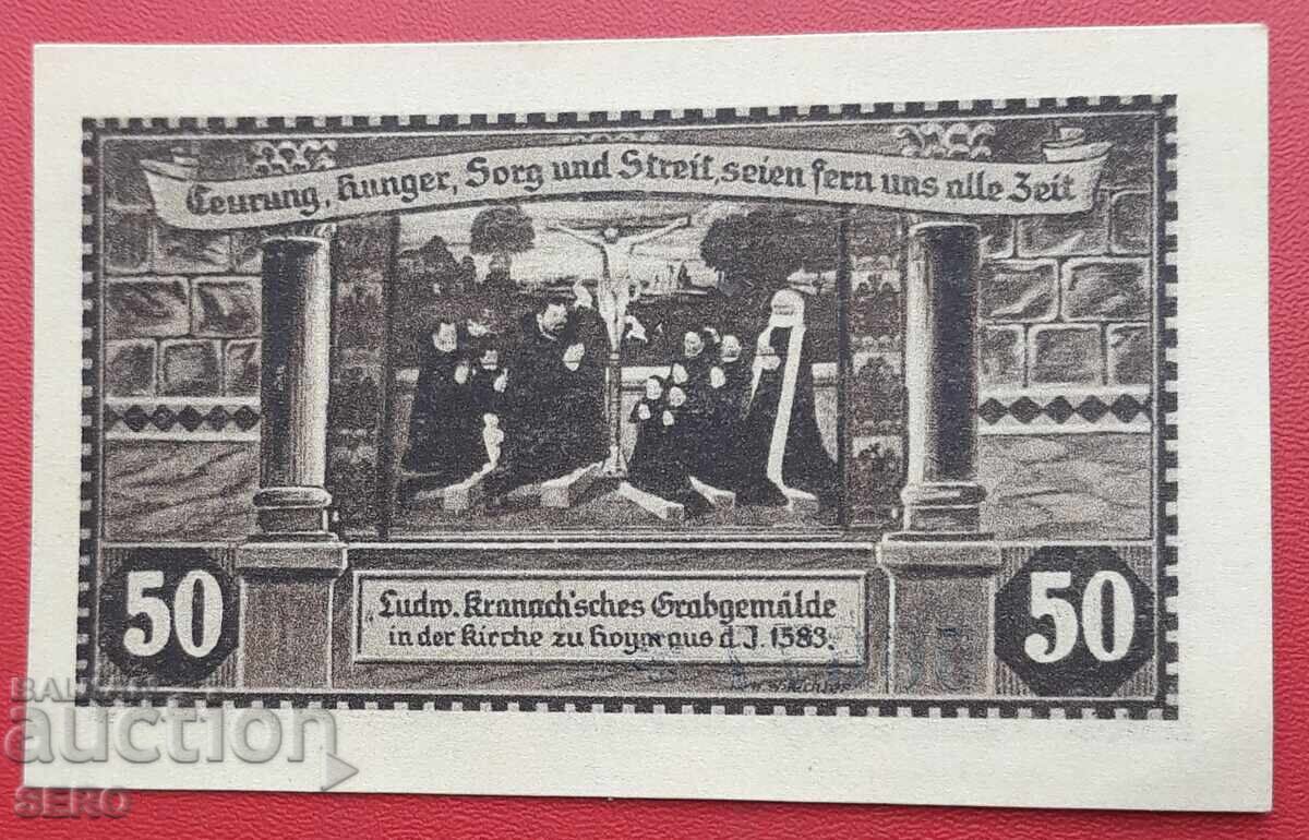 Bancnotă-Germania-Saxonia-Hoym-50 pfennig 1921