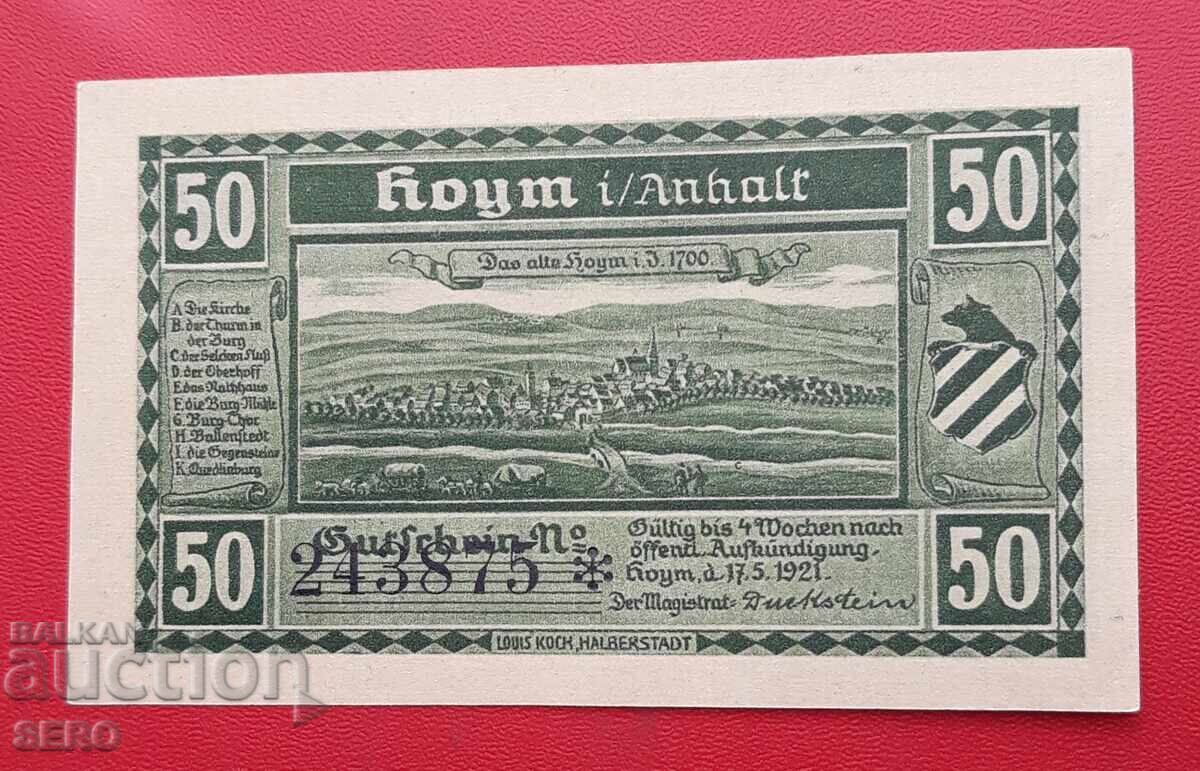Banknote - Germany - Saxony-Hoym - 50 Pfennig 1921 with price 2.00 BGN | € 1.02