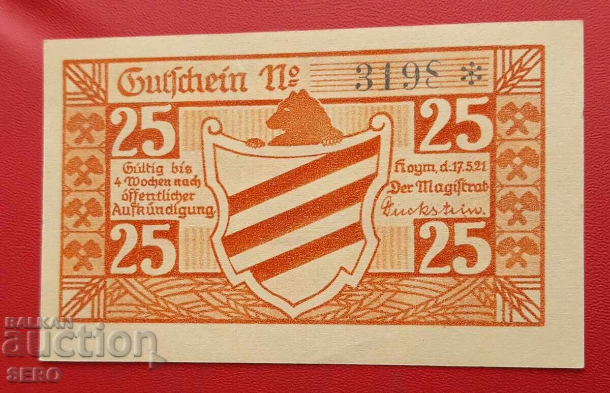 Bancnota-Germania-Saxonia-Heim-25 Pfennig 1921 cu preț 2.00 BGN | € 1.02 Bancnota-Germania-Saxonia-Heim-25 Pfennig 1921 cu preț 2.00 BGN | € 1.02