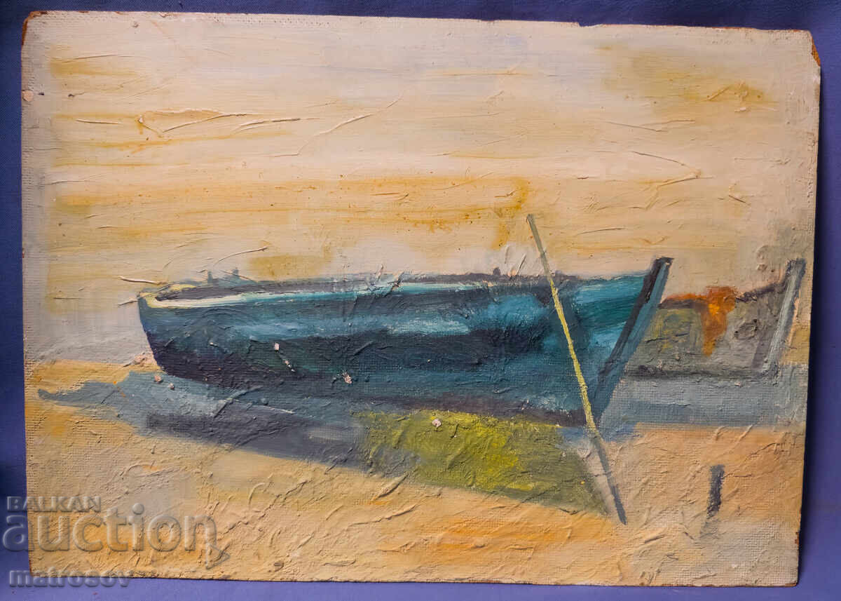 Δημοπρασία Πέταρ Νένωφ, θαλασσινό τοπίο, ελαιογραφία, τοπίο με βάρκα