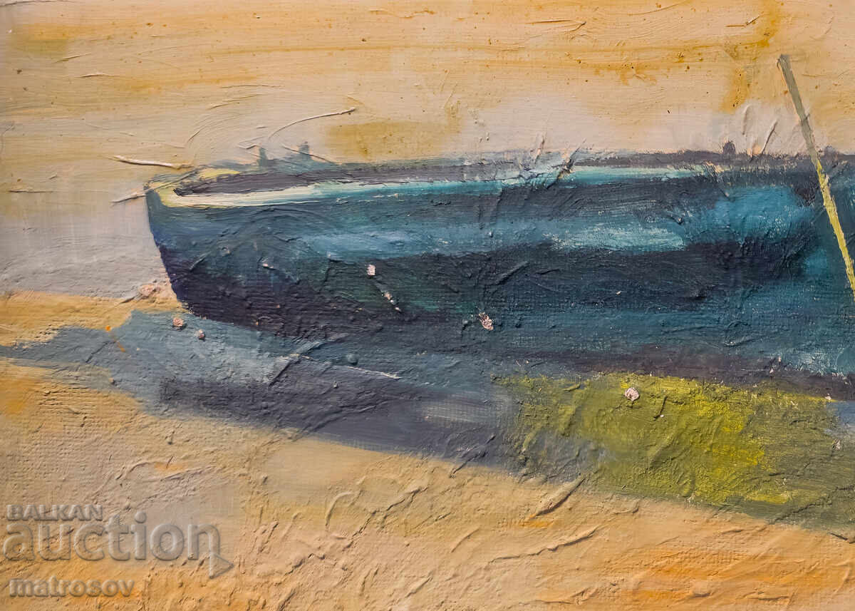 Πέταρ Νένωφ, θαλασσινό τοπίο, ελαιογραφία, τοπίο με βάρκα - 5