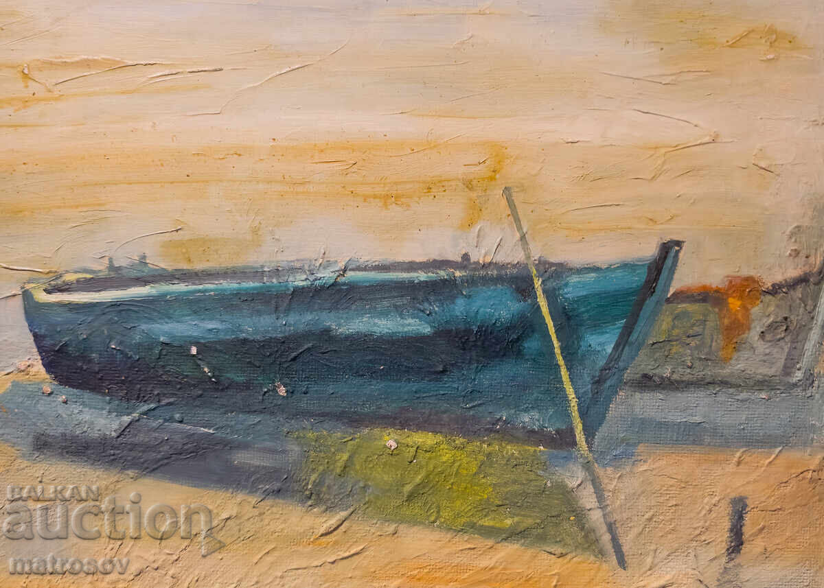 Πέταρ Νένωφ, θαλασσινό τοπίο, ελαιογραφία, τοπίο με βάρκα - 7