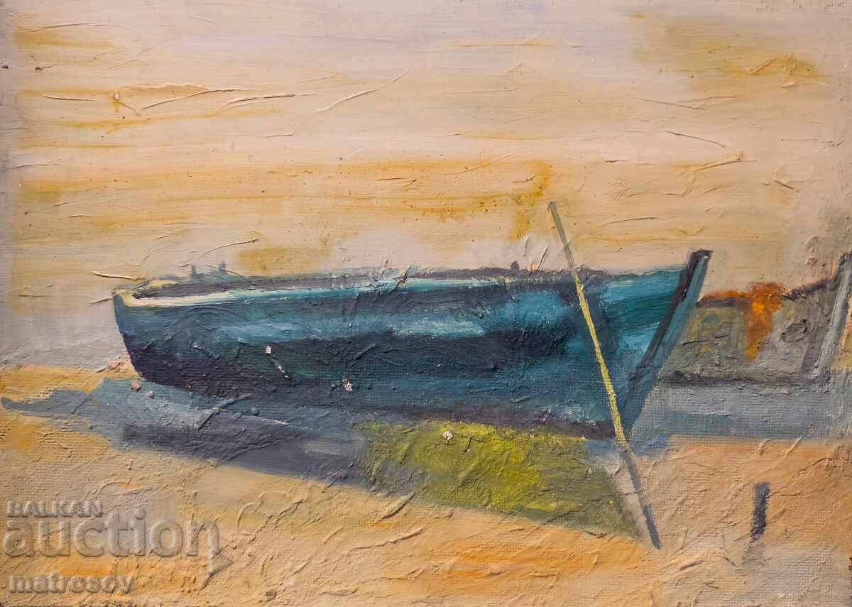 Πέταρ Νένωφ, θαλασσινό τοπίο, ελαιογραφία, τοπίο με βάρκα