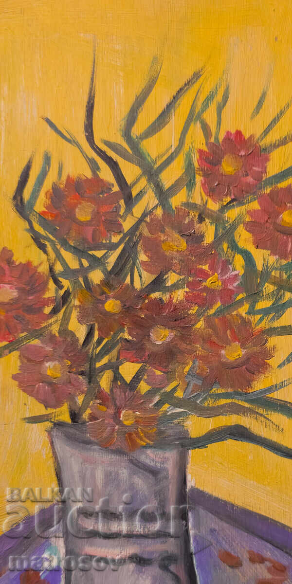 Delivery of Peter Domuschiev, oil painting, still life vase with flowers