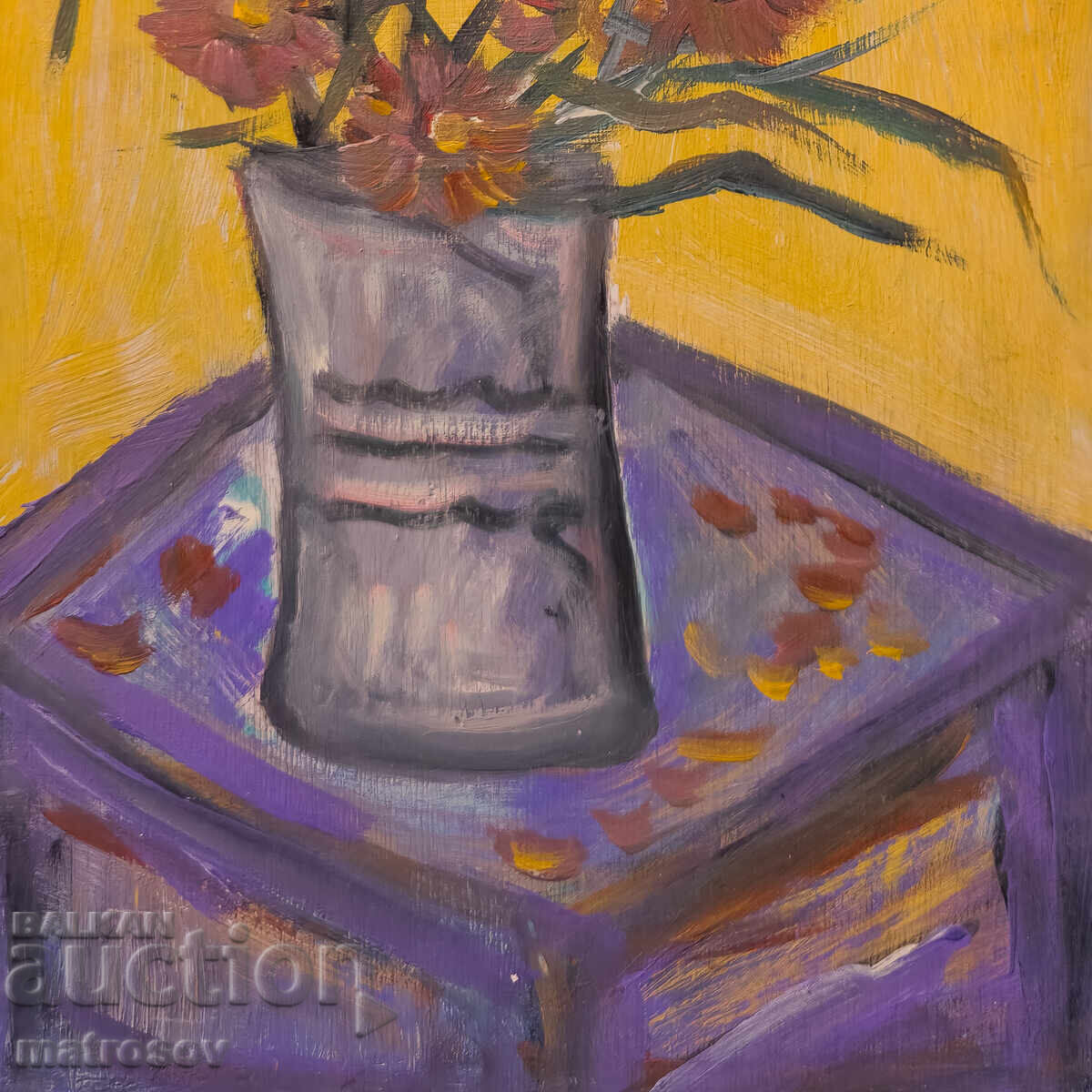 Peter Domuschiev, oil painting, still life vase with flowers - 5