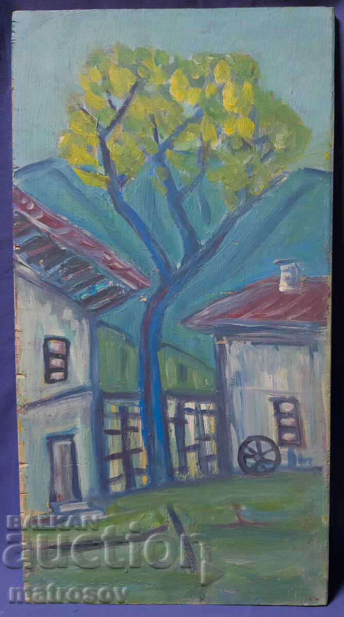 Δημοπρασία Πέταρ Ντόμουτσιεφ, ελαιογραφία, τοπίο με σπίτια