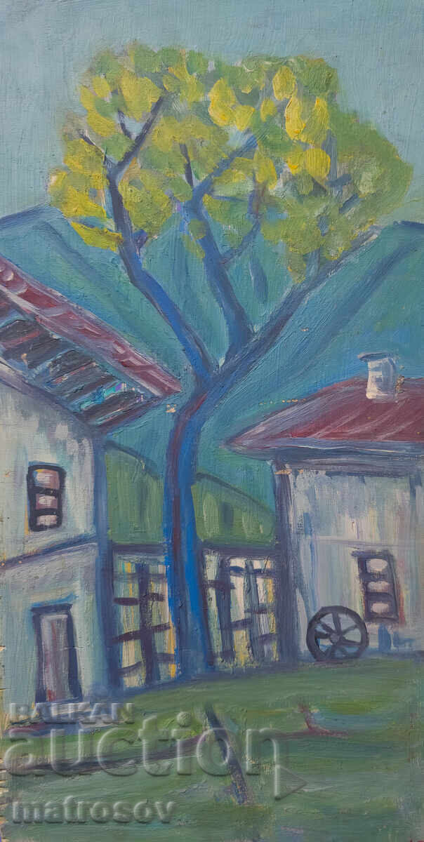 Πέταρ Ντόμουτσιεφ, ελαιογραφία, τοπίο με σπίτια