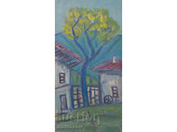 Πέταρ Ντόμουτσιεφ, ελαιογραφία, τοπίο με σπίτια