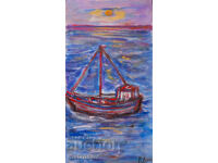 Petăr Domuschiev, pictură în ulei, peisaj marin